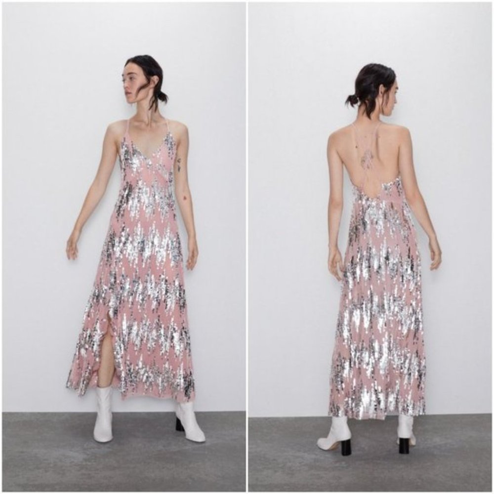ZARA STRAPPY DRESS WITH SEQUINS 2878/473 - Picture 4 of 7